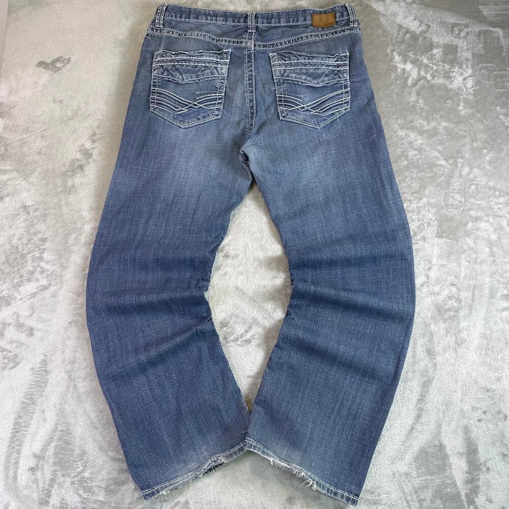 Y2K BKE Tyler Jeans Mens 36R Blue Stretch Denim Slim Straight Flap Pocket